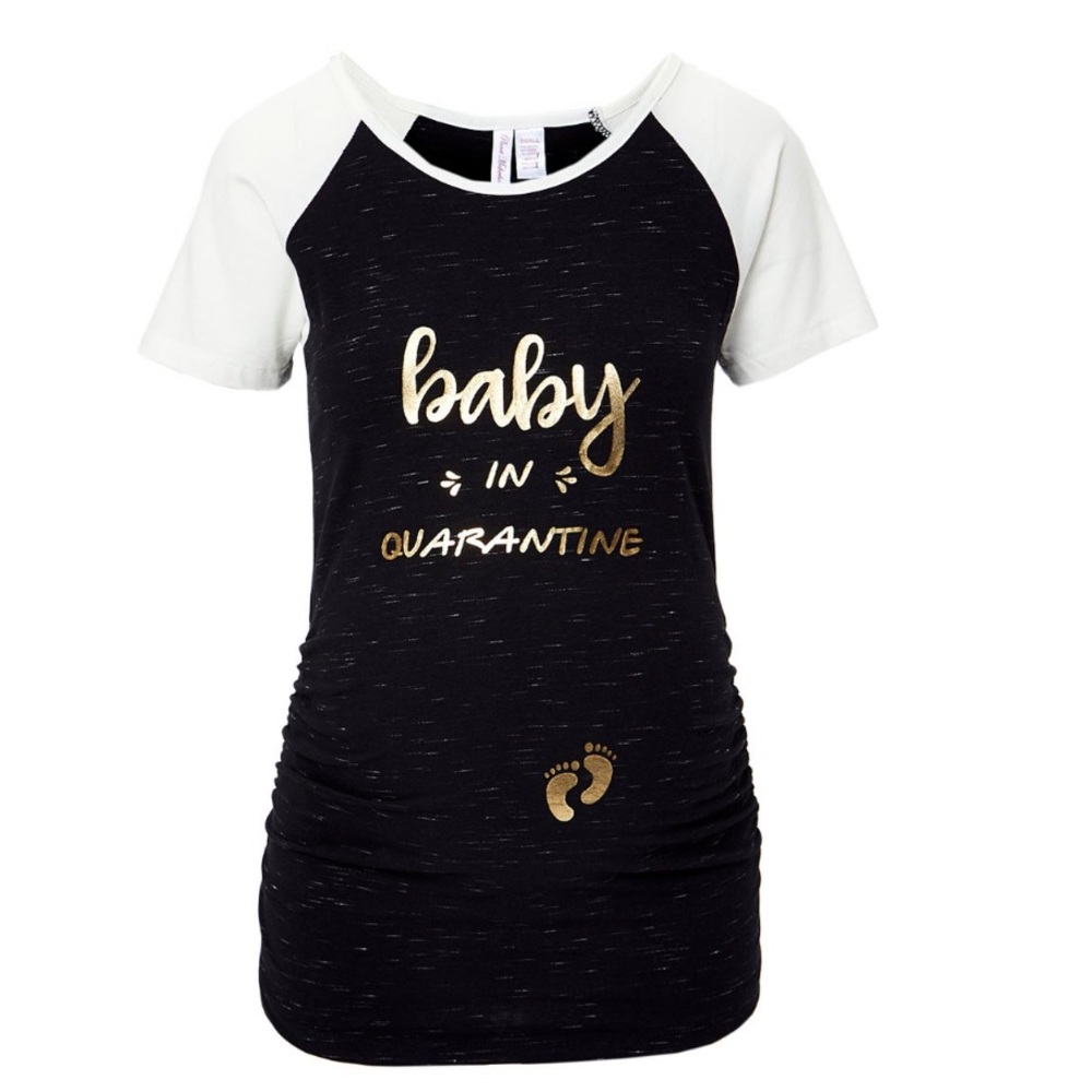 Planet Motherhood - Black & White 'Baby in Quarantine' Short-Sleeve Ra…